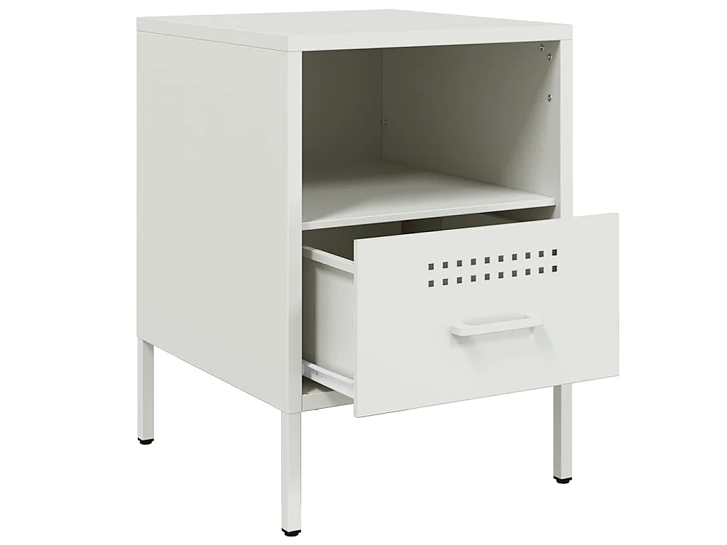 Table de chevet blanc 36x39x50,5 cm acier