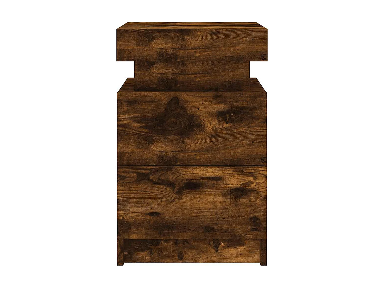 Mesita de noche con luces LED roble ahumado 35x39x55 cm