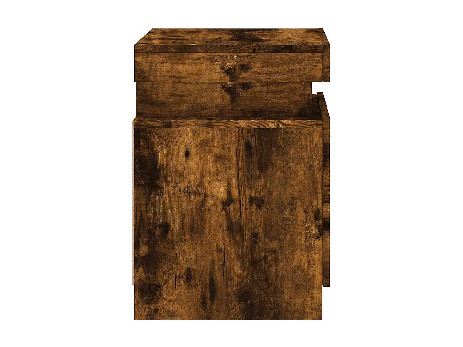 Mesita de noche con luces LED roble ahumado 35x39x55 cm