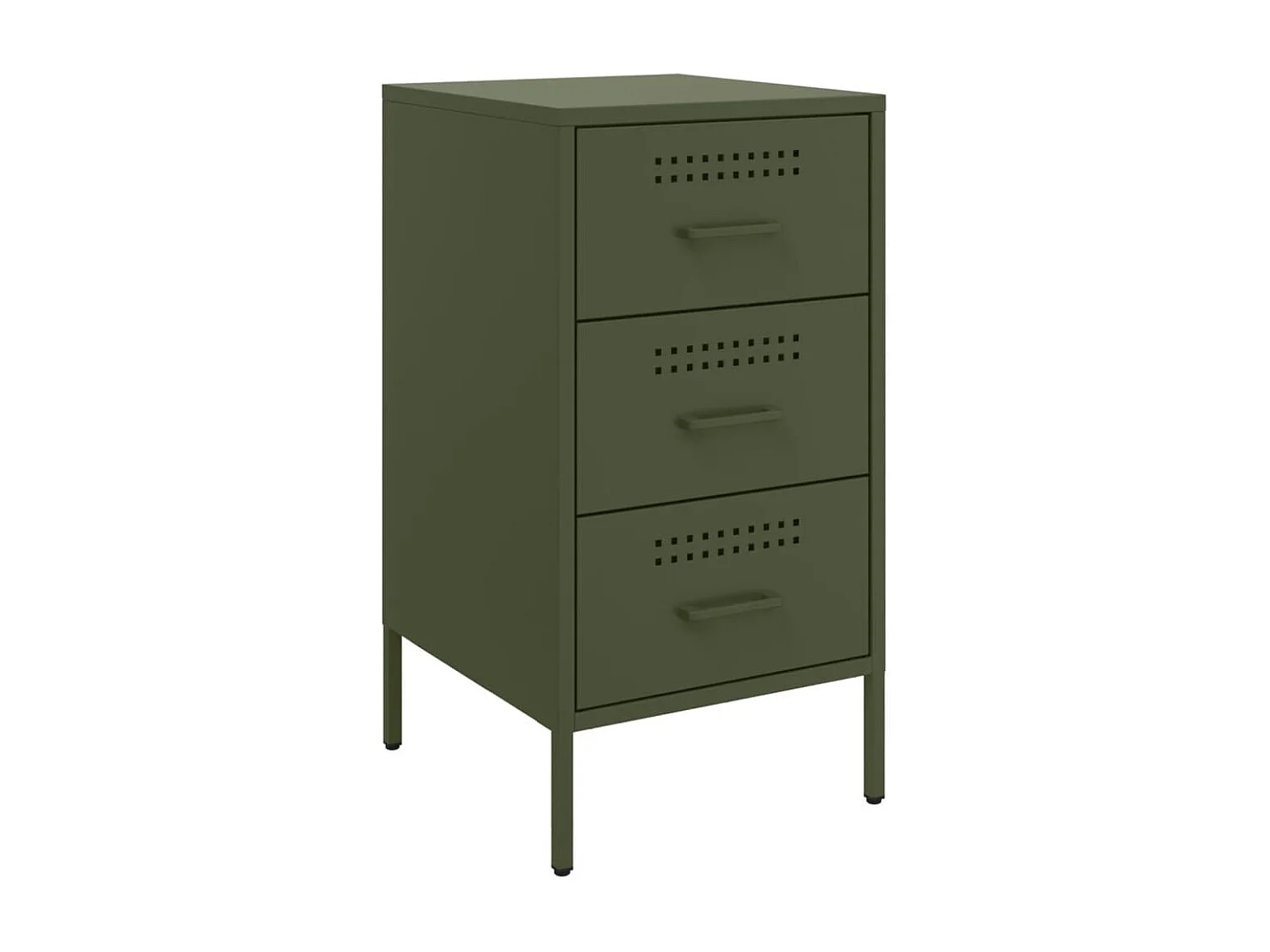 Table de chevet vert olive 36x39x68 cm acier