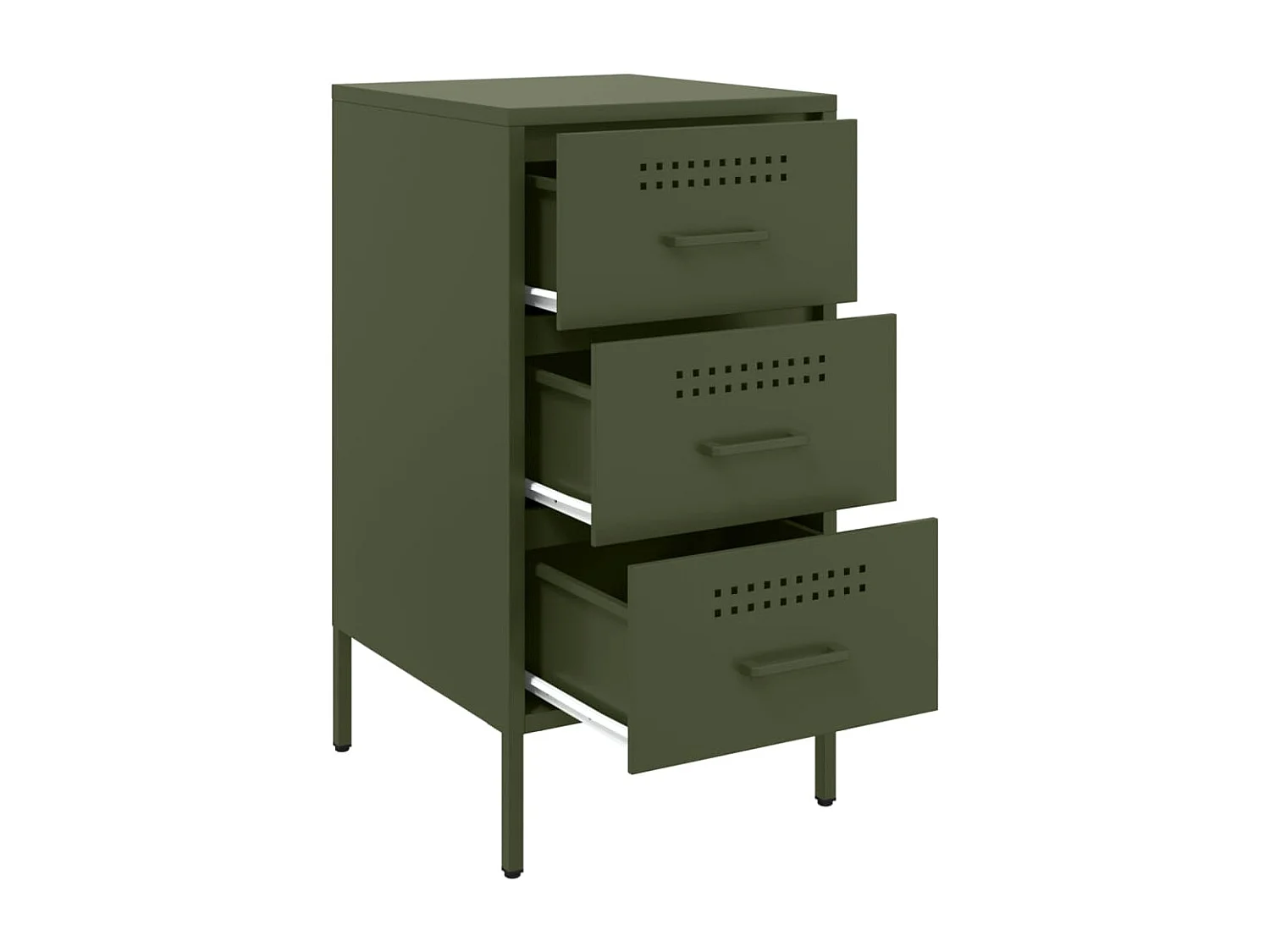 Table de chevet vert olive 36x39x68 cm acier