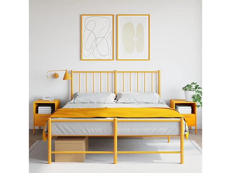 Comodini 2 pz Giallo Senape 36x39x50,5 cm in Acciaio