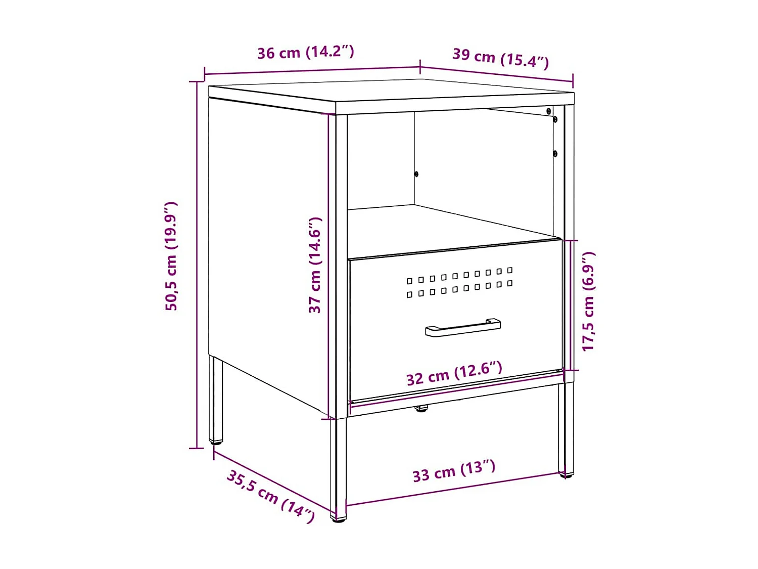 Tables de chevet 2 pcs jaune moutarde 36x39x50,5 cm acier