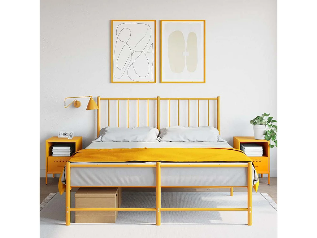 Tables de chevet 2 pcs jaune moutarde 36x39x50,5 cm acier