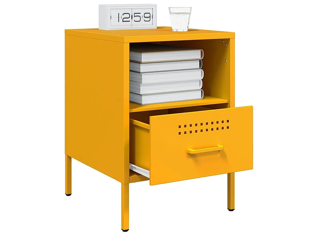 Tables de chevet 2 pcs jaune moutarde 36x39x50,5 cm acier