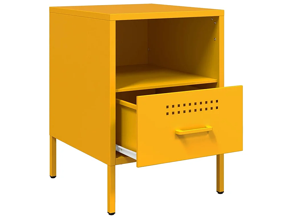 Tables de chevet 2 pcs jaune moutarde 36x39x50,5 cm acier