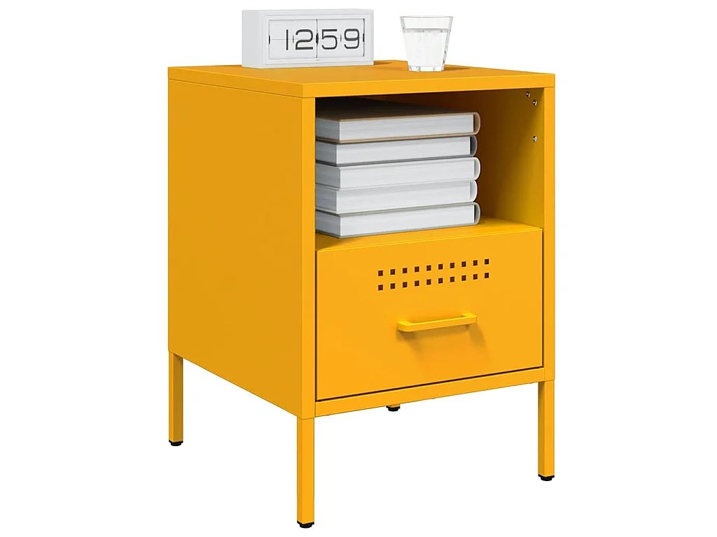 Tables de chevet 2 pcs jaune moutarde 36x39x50,5 cm acier