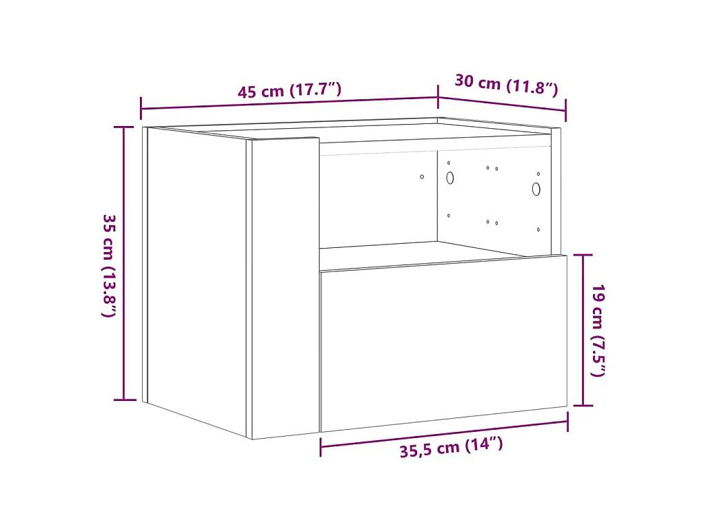 Comodini a Muro 2 pz Rovere Sonoma 45x30x35 cm