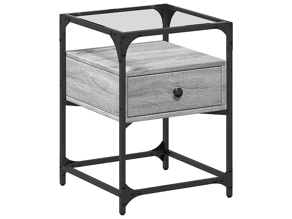 Nachtkastjes 40x40x55 cm bewerkt hout grijs sonoma