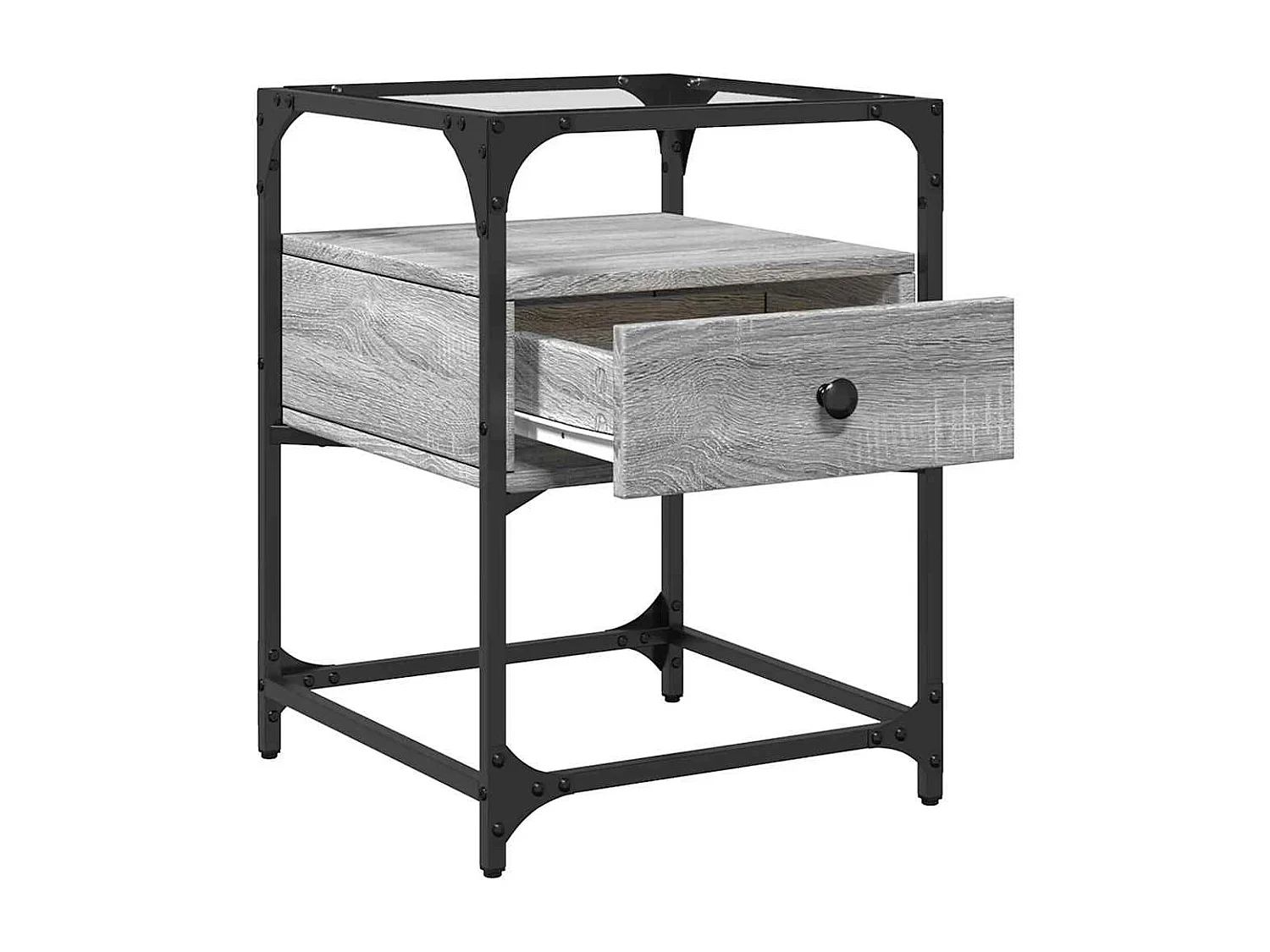 Nachtkastjes 40x40x55 cm bewerkt hout grijs sonoma