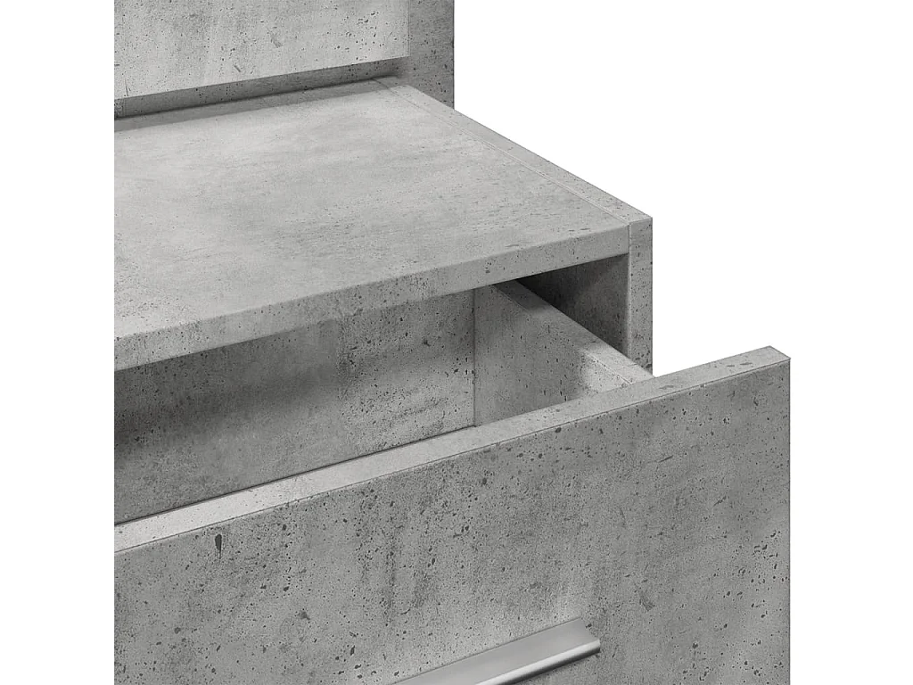 Table de chevet murale avec lumières LED gris béton