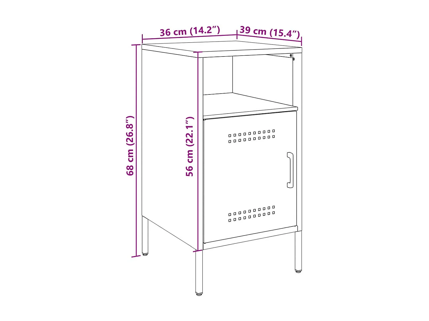 Tables de chevet 2 pcs noir 36x39x68 cm acier
