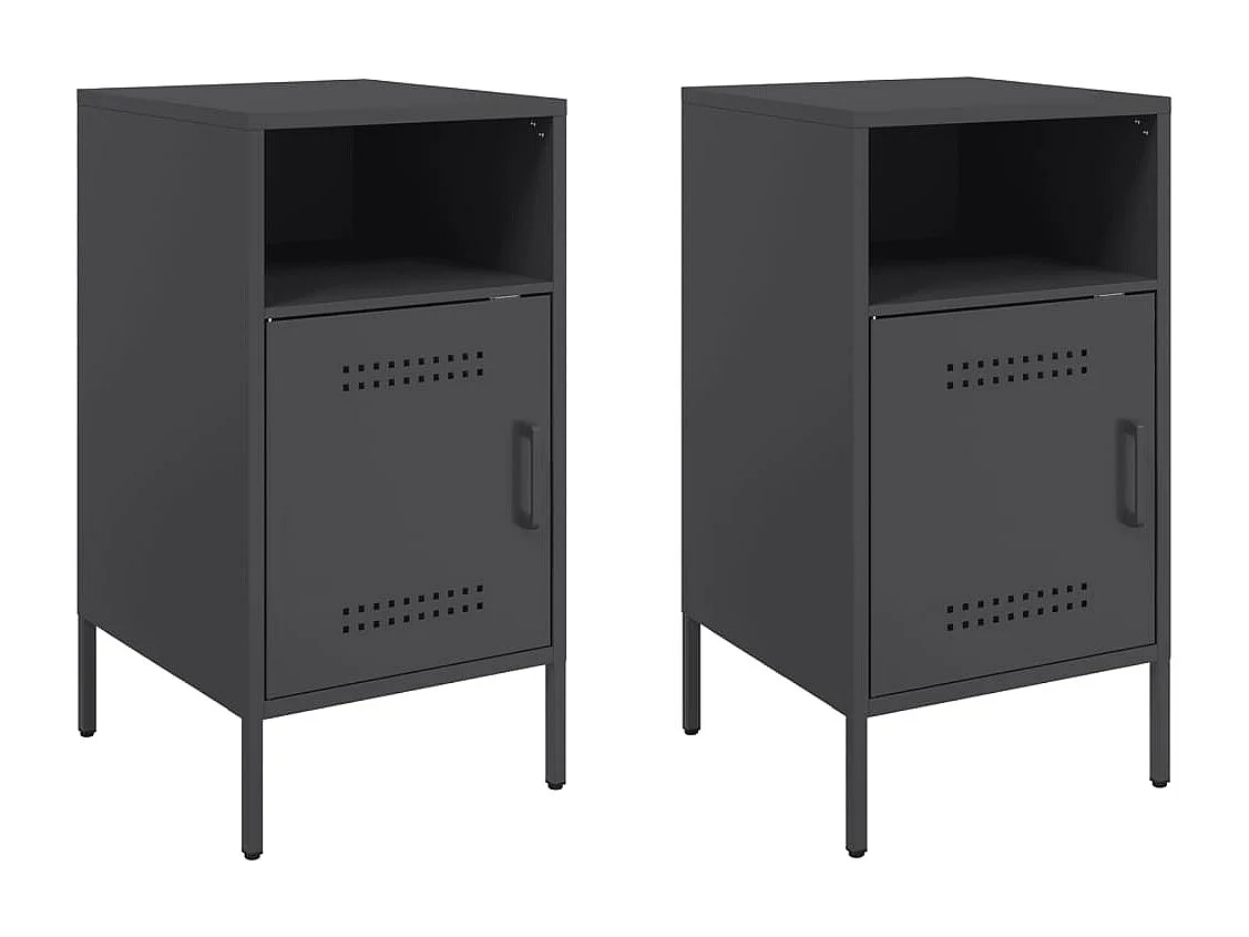 Tables de chevet 2 pcs noir 36x39x68 cm acier