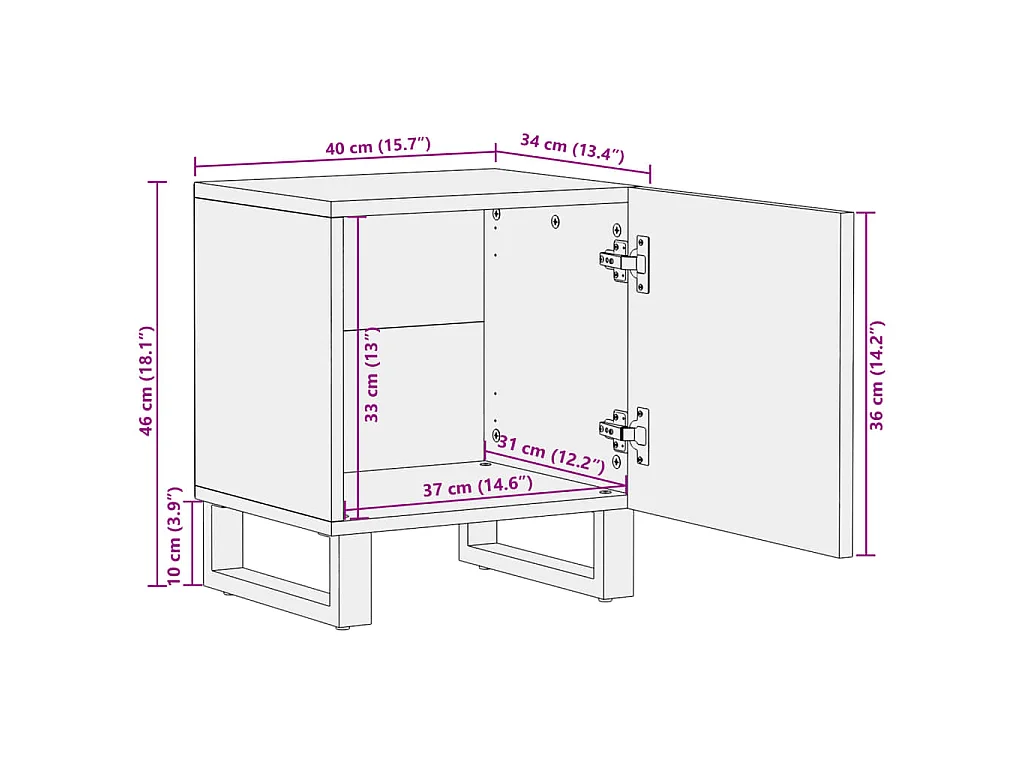 Nachttische 2 Stk. 40x34x46 cm Massivholz Mango