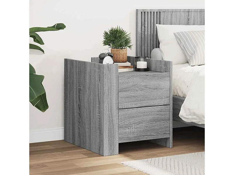 Table de chevet sonoma gris 45x50x50 cm bois d'ingénierie