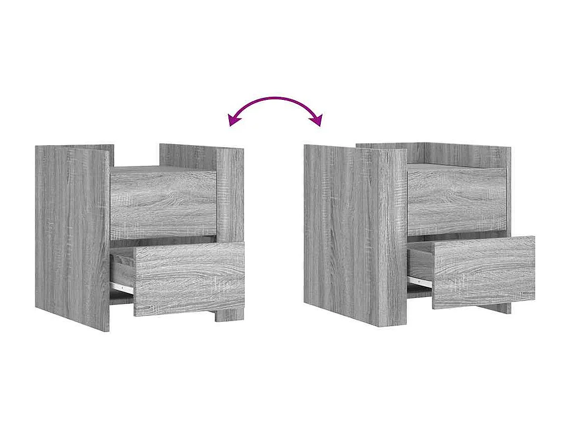 Table de chevet sonoma gris 45x50x50 cm bois d'ingénierie
