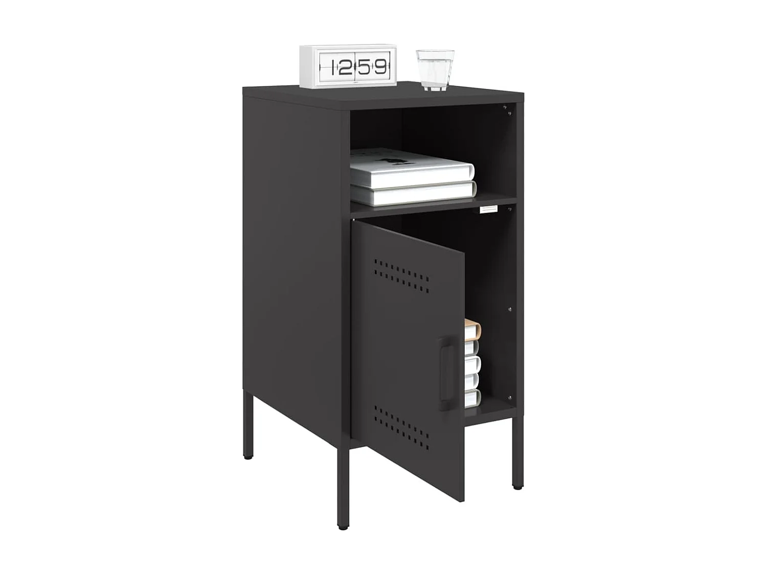 Table de chevet noir 36x39x68 cm acier