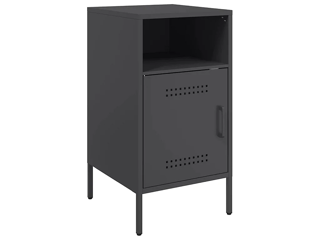 Comodino Nero 36x39x68 cm in Acciaio