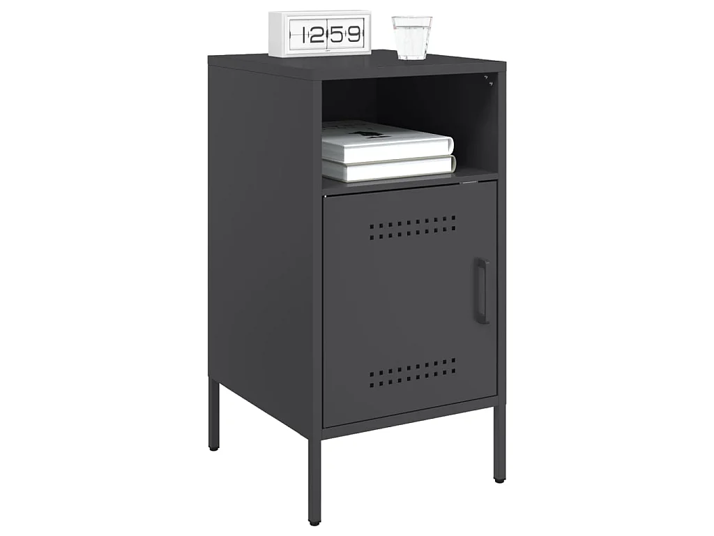 Comodino Nero 36x39x68 cm in Acciaio