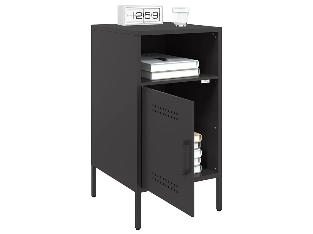 Comodino Nero 36x39x68 cm in Acciaio