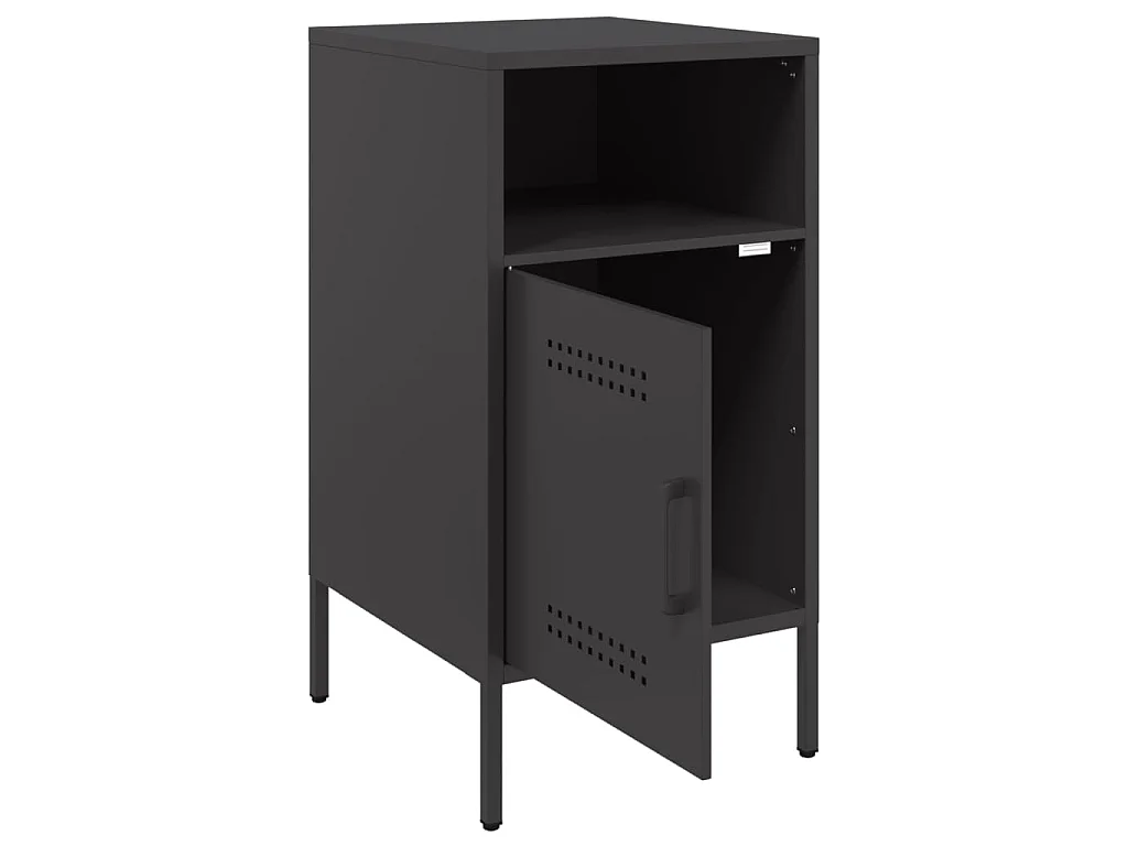 Comodino Nero 36x39x68 cm in Acciaio