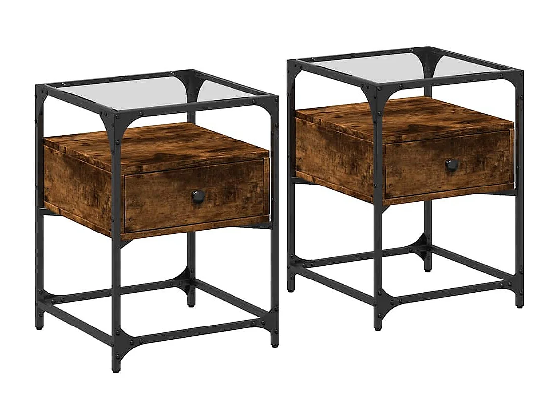 Tables de chevet 2 pcs chêne fumé 40x40x55 cm bois d'ingénierie