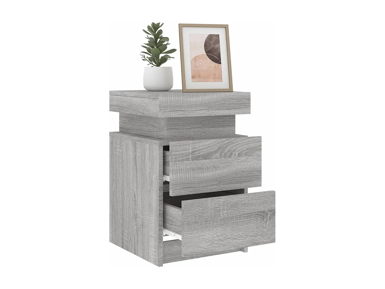 Nachtkastje met LED-verlichting 35x39x55 cm grijs sonoma eiken