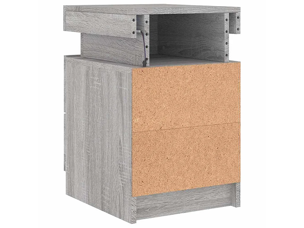 Nachtkastje met LED-verlichting 35x39x55 cm grijs sonoma eiken