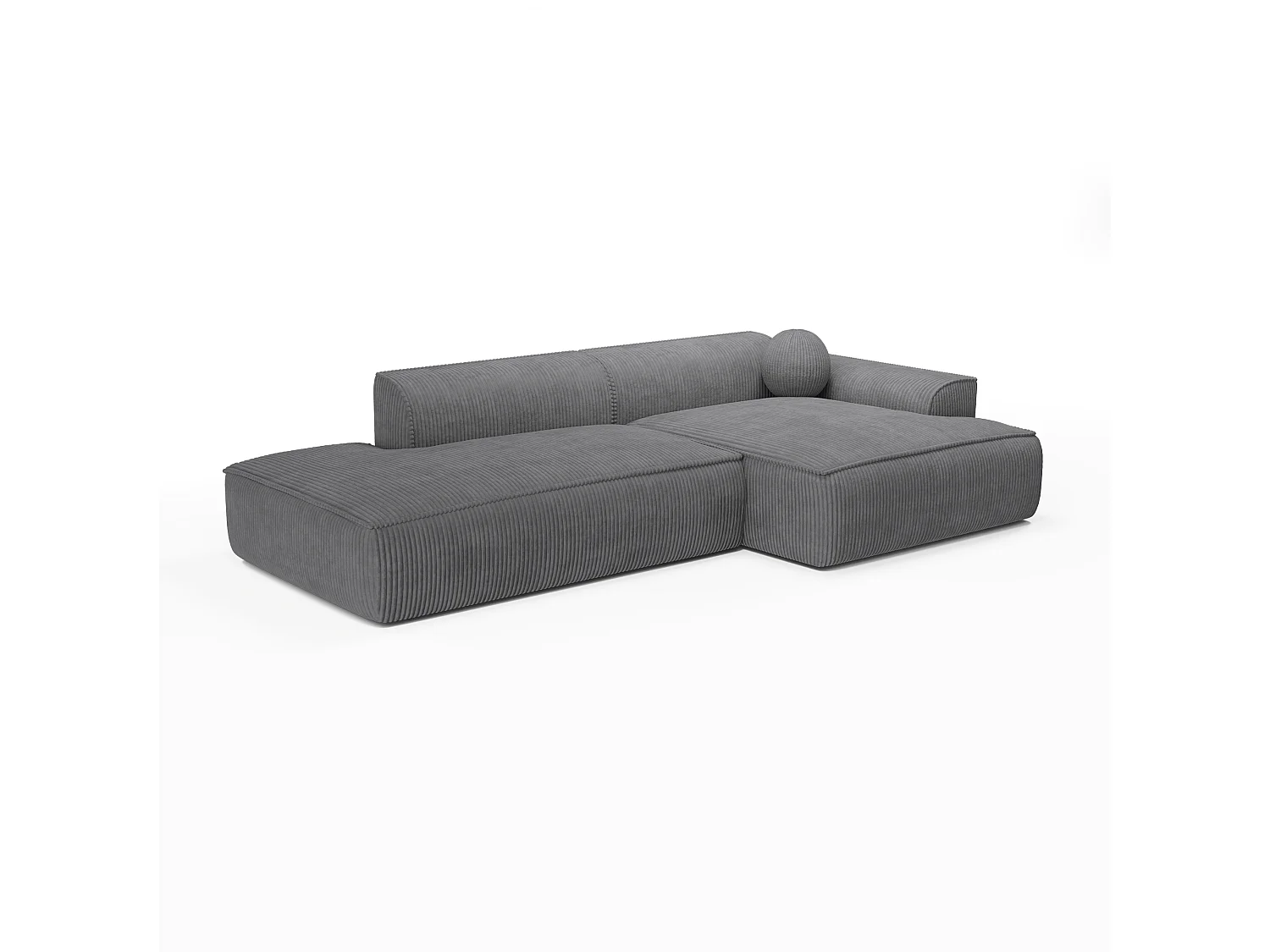 Canapé angle droit 4 places ANIA en velours côtelé gris anthracite