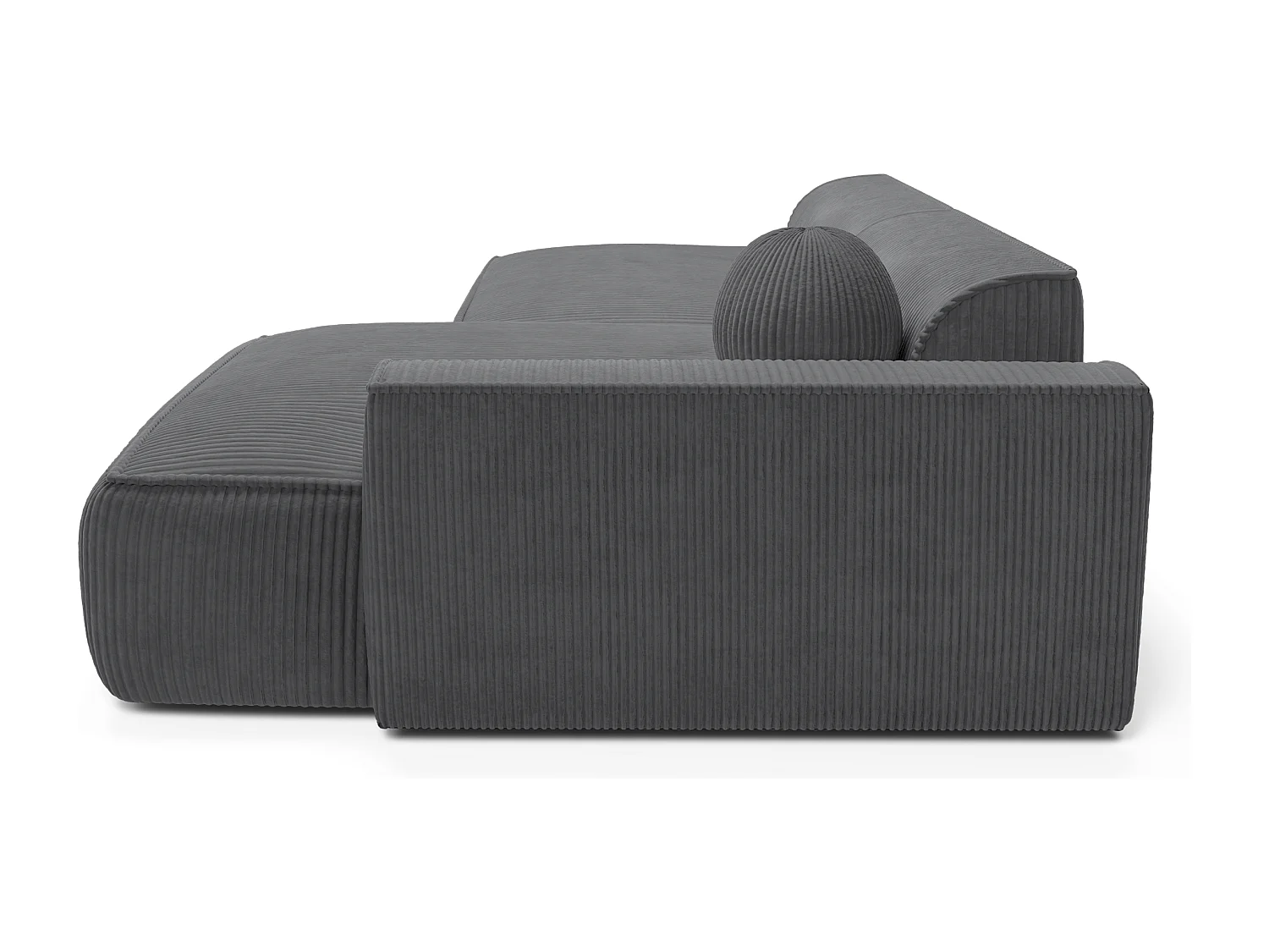 Canapé angle droit 4 places ANIA en velours côtelé gris anthracite