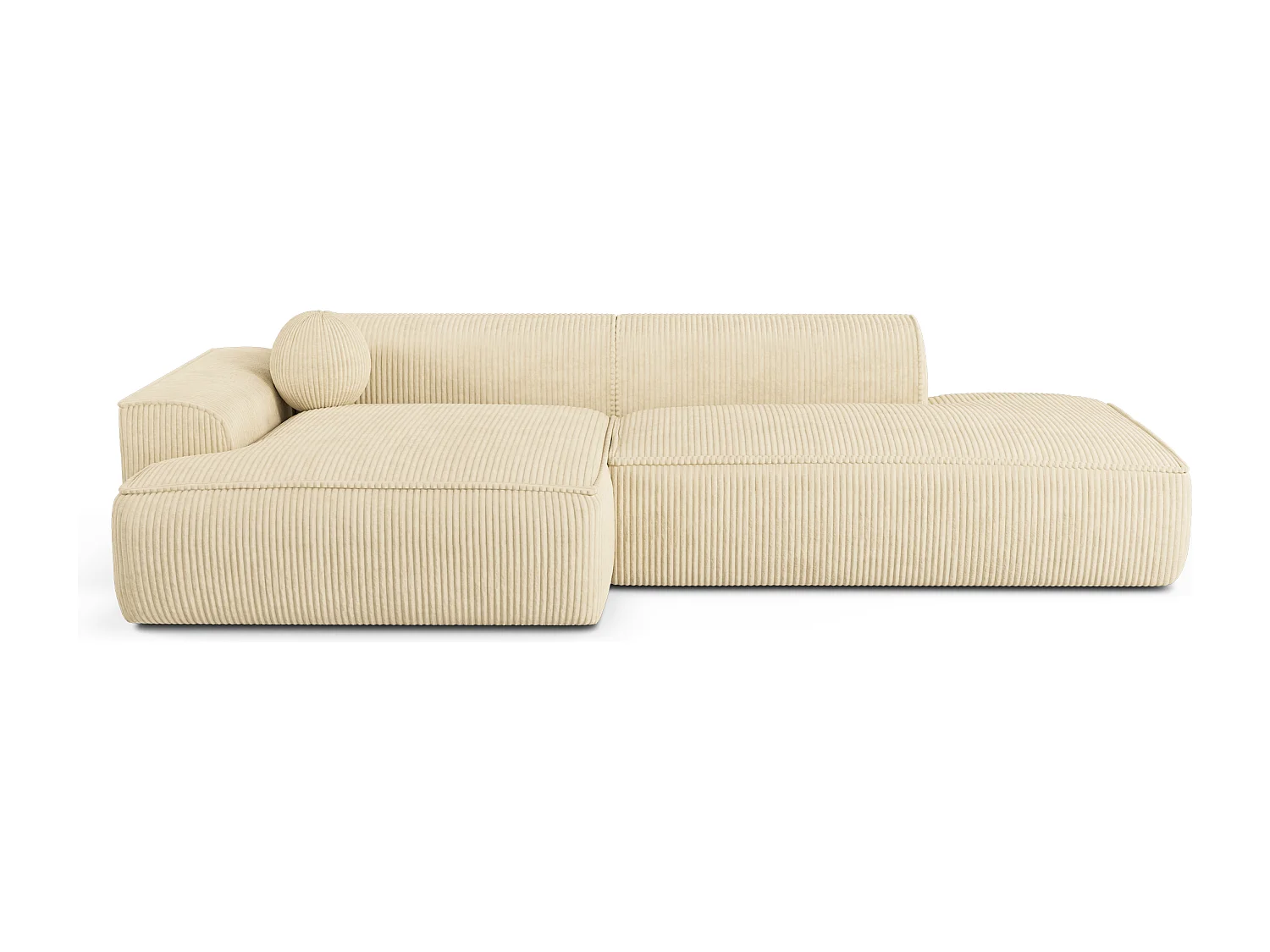 Canapé angle gauche velours côtelé crème 260cm  4 places ANIA en velours côtelé crème