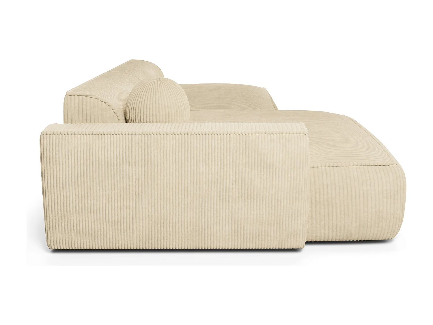 Canapé angle gauche velours côtelé crème 260cm  4 places ANIA en velours côtelé crème