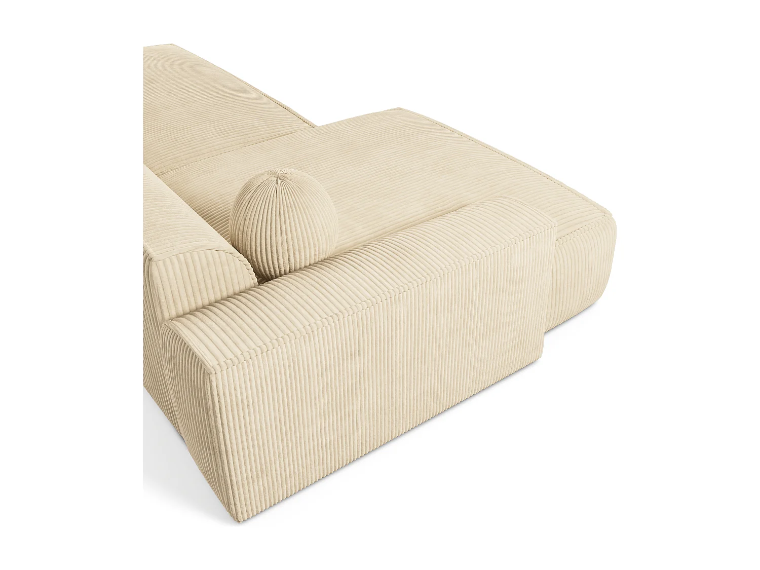 Canapé angle gauche velours côtelé crème 260cm  4 places ANIA en velours côtelé crème