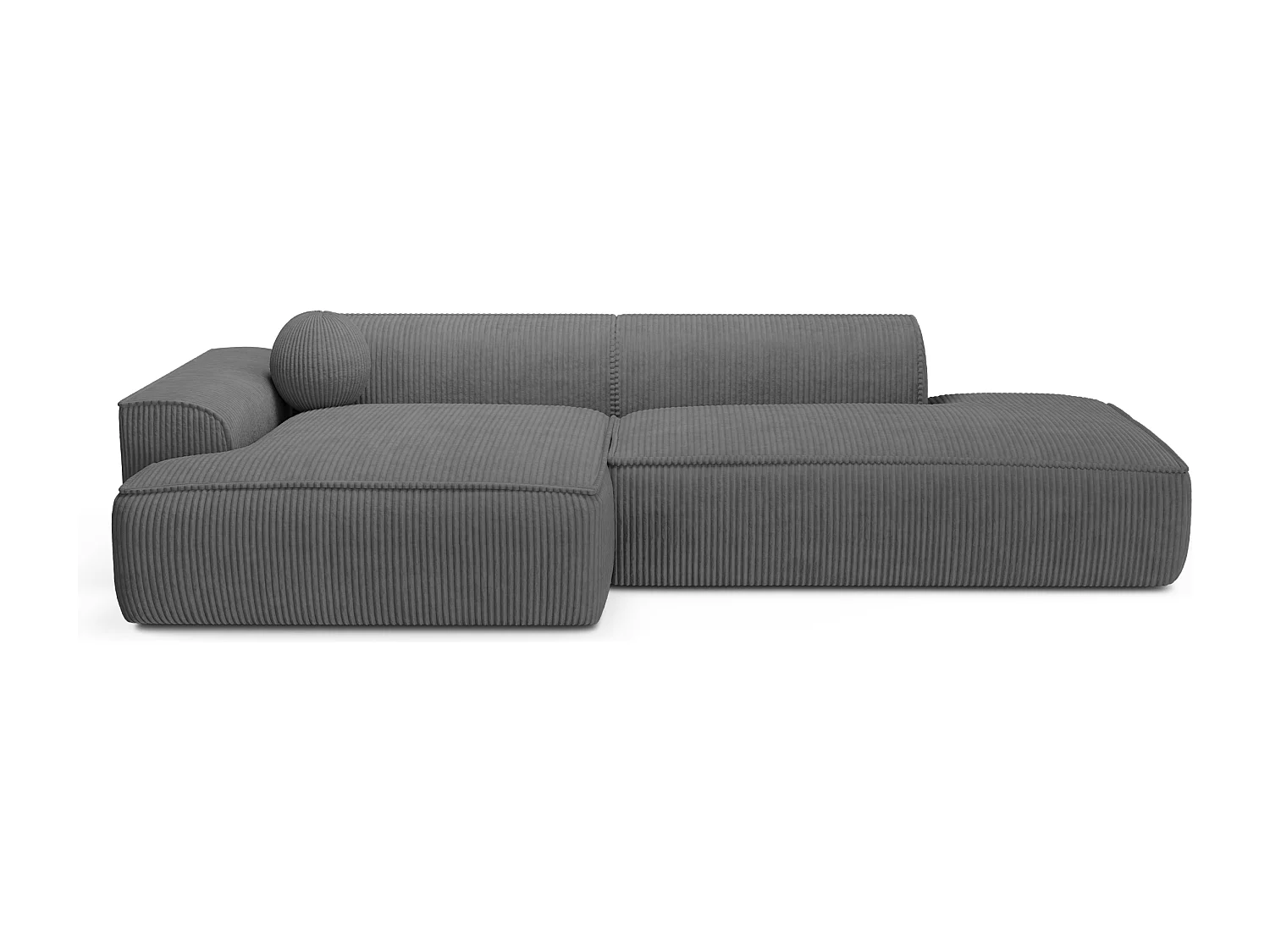 Canapé angle gauche velours côtelé crème 260cm  4 places ANIA en velours côtelé gris anthracite