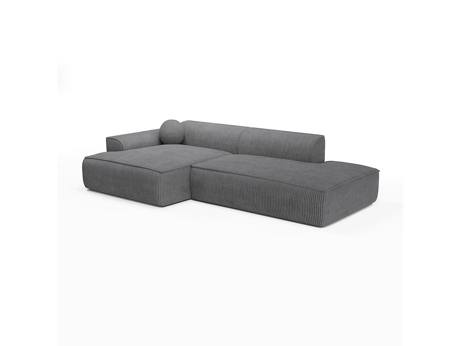 Canapé angle gauche velours côtelé crème 260cm  4 places ANIA en velours côtelé gris anthracite