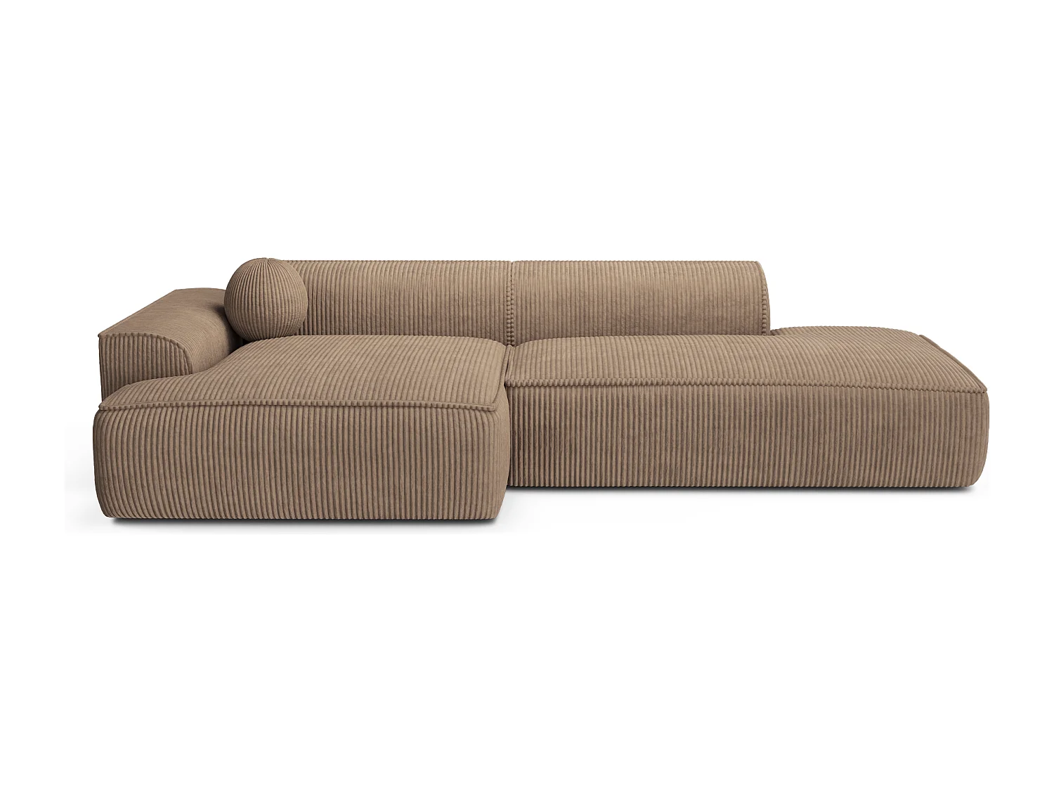 Canapé angle gauche velours côtelé crème 260cm  4 places ANIA en velours côtelé taupe