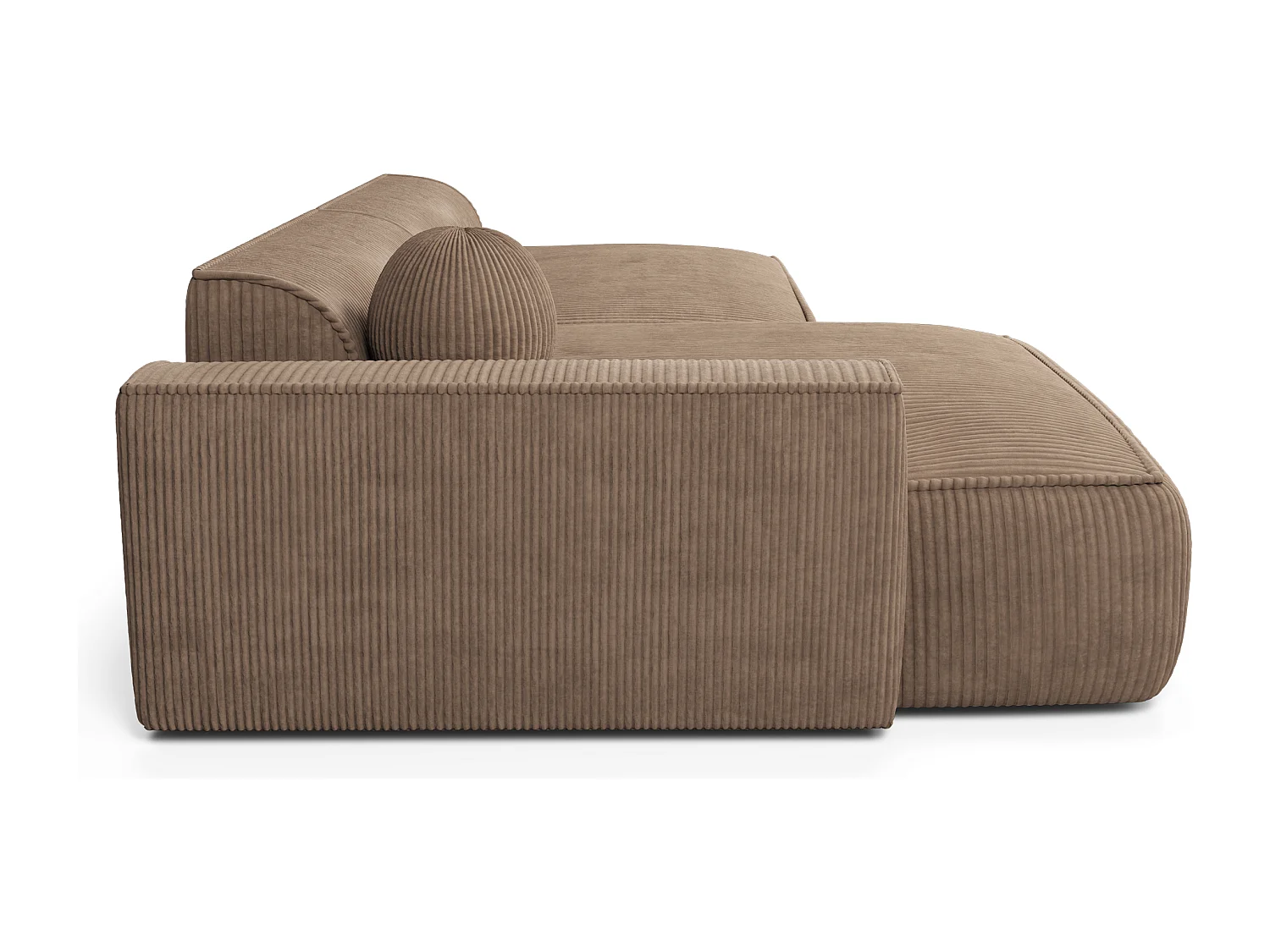 Canapé angle gauche velours côtelé crème 260cm  4 places ANIA en velours côtelé taupe