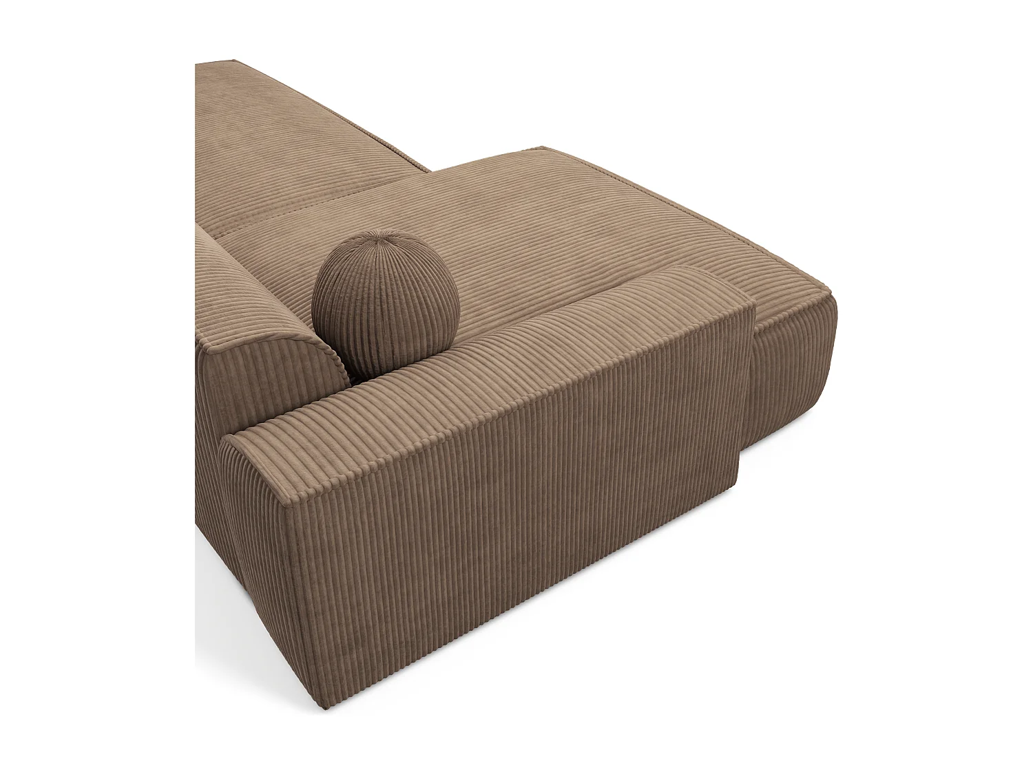 Canapé angle gauche velours côtelé crème 260cm  4 places ANIA en velours côtelé taupe