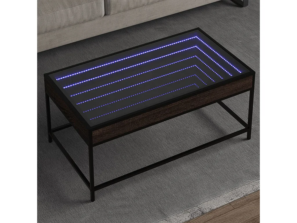 Mesa de centro luzes LED Infinity 90x50x41 cm carvalho castanho