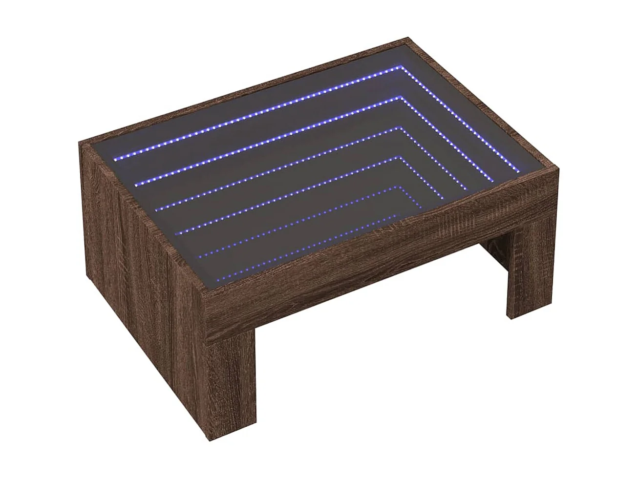 Table basse avec LED infini chêne marron 70x50x30 cm
