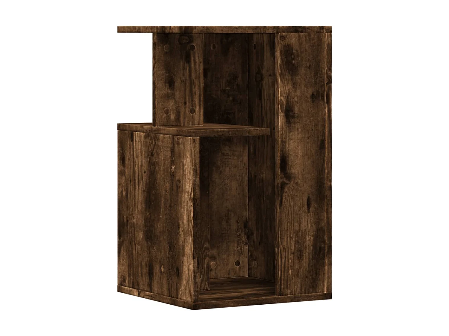 Bijzettafel 35x35x60 cm bewerkt hout gerookt eikenkleurig