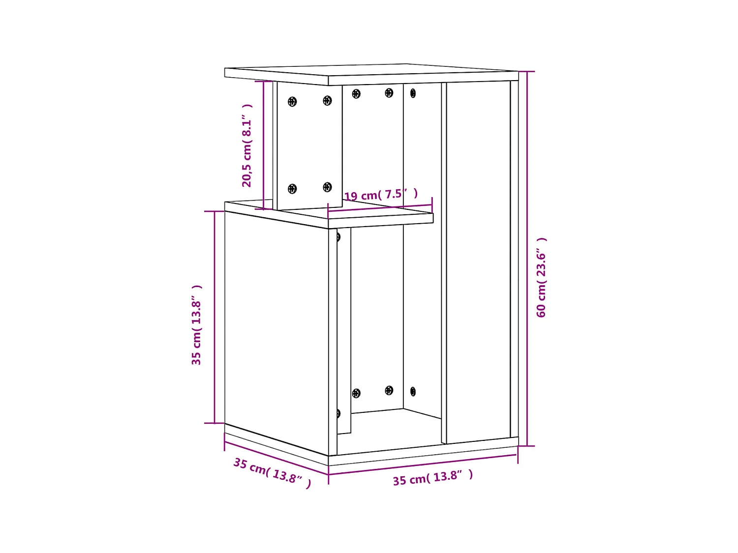 Table d'appoint chêne fumé 35x35x60 cm bois d'ingénierie