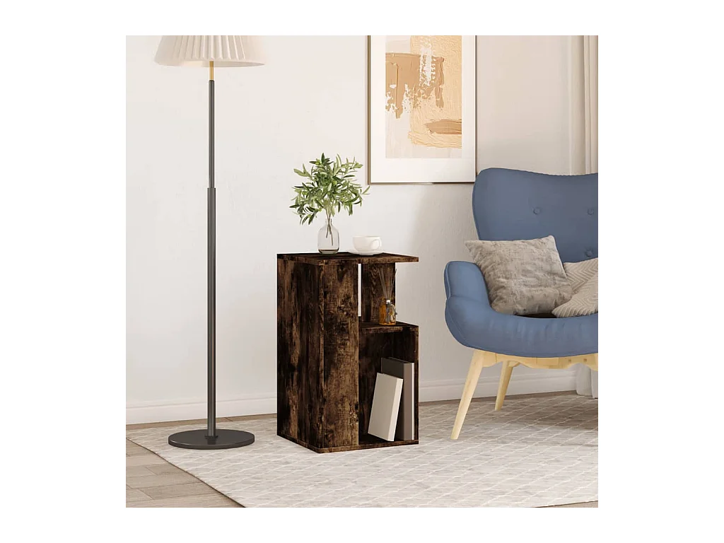 Table d'appoint chêne fumé 35x35x60 cm bois d'ingénierie