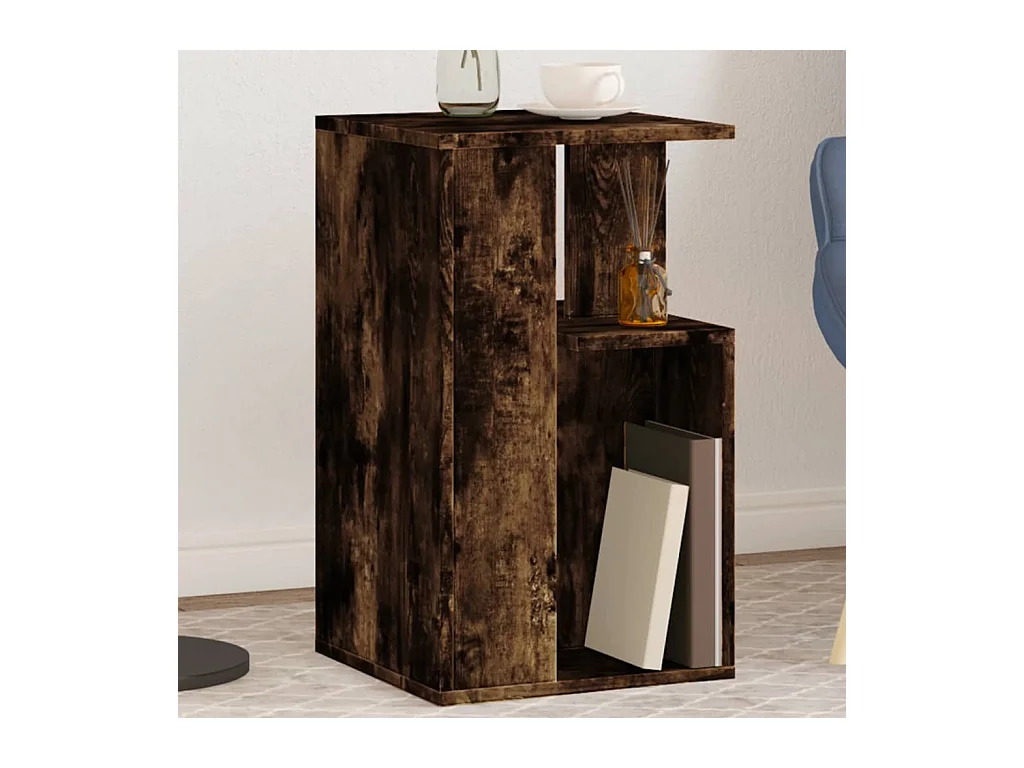 Table d'appoint chêne fumé 35x35x60 cm bois d'ingénierie