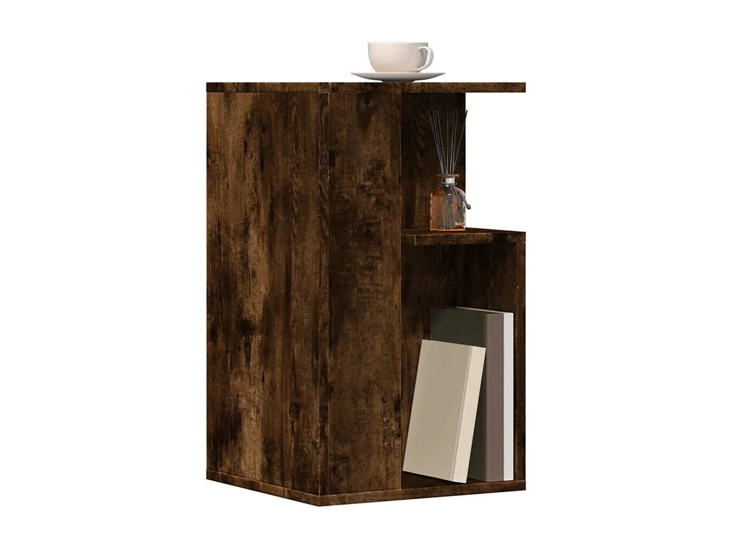 Table d'appoint chêne fumé 35x35x60 cm bois d'ingénierie