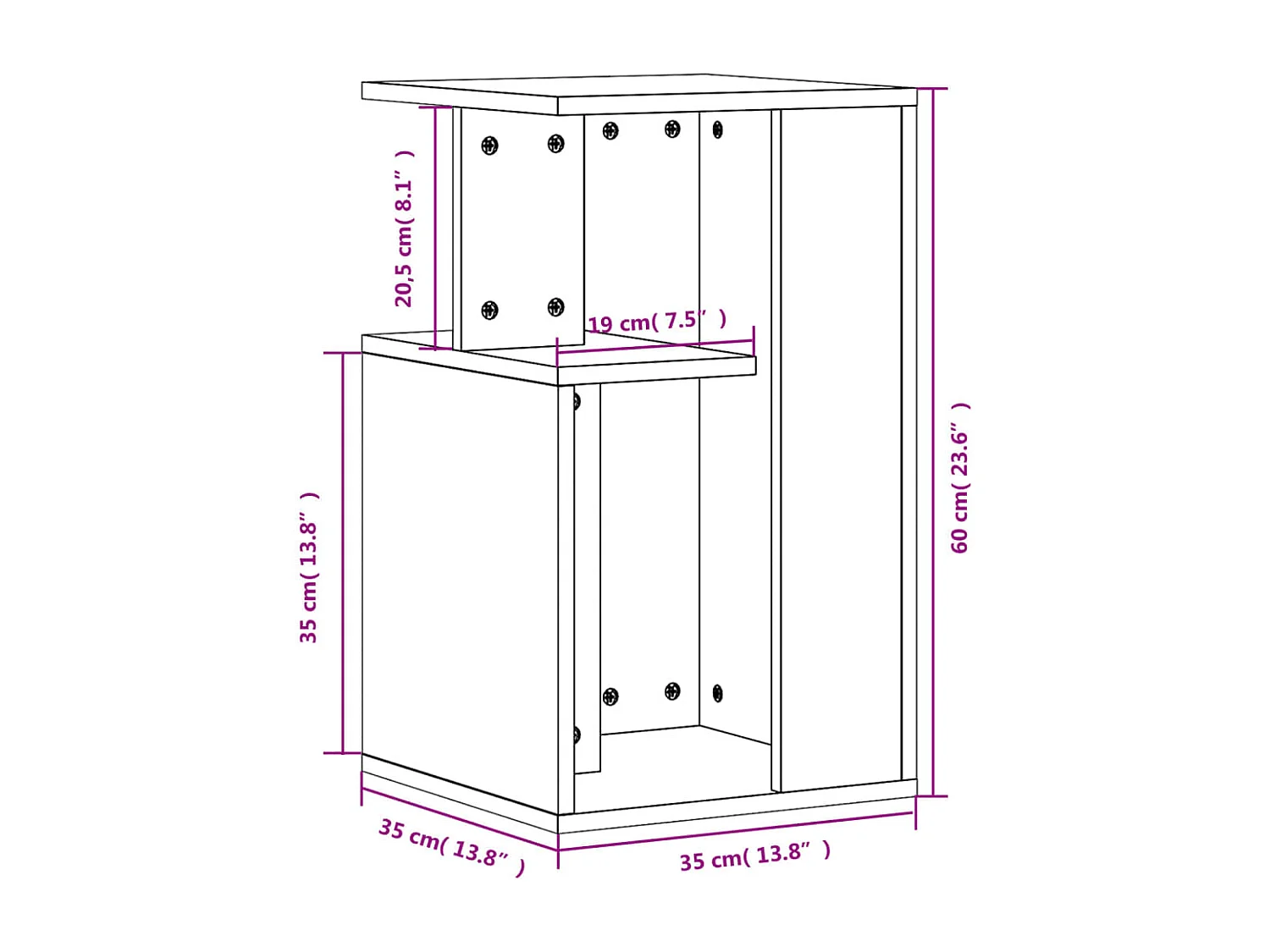 Table d'appoint chêne fumé 35x35x60 cm bois d'ingénierie