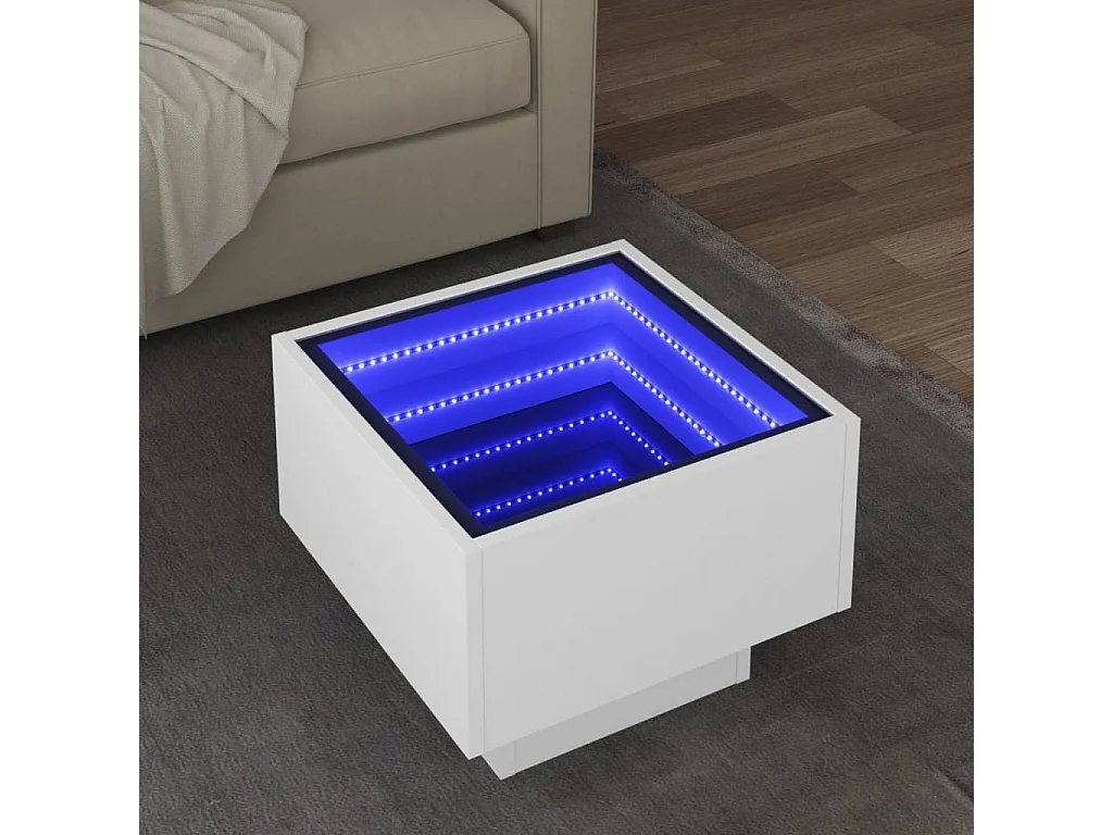 Table d'appoint avec LED blanc 40x40x30 cm bois d'ingénierie