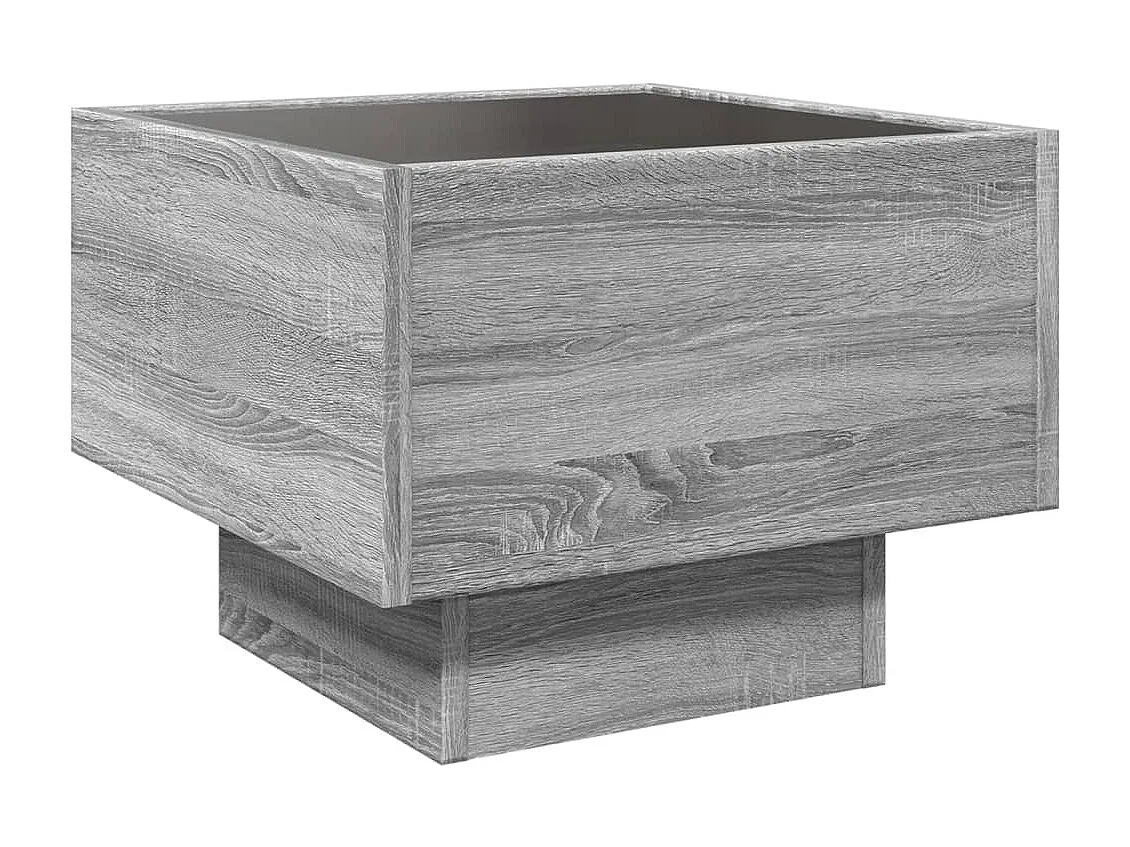 Bijzettafel met LED 40x40x30 cm bewerkt hout grijs sonoma eiken