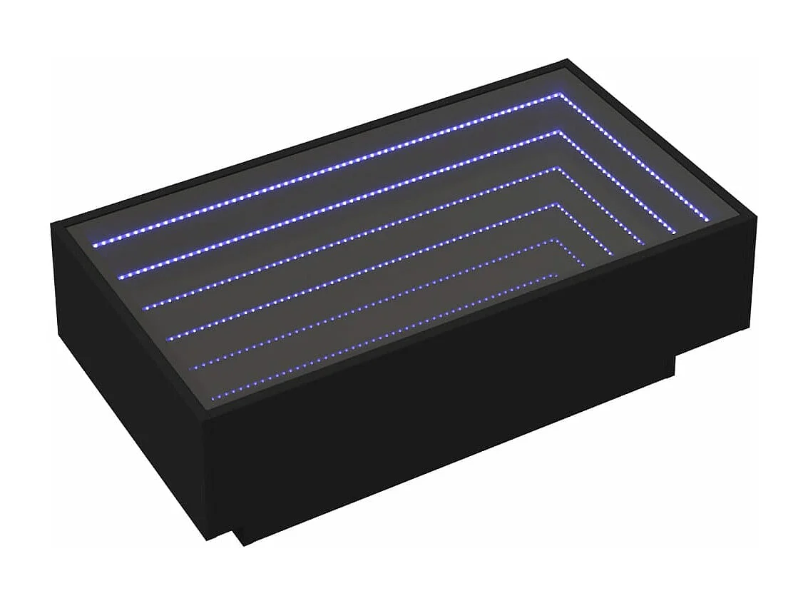 Table basse avec LED noir 90x50x30 cm bois d'ingénierie