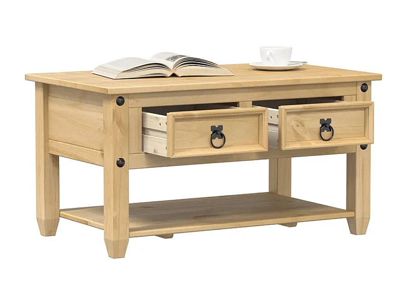 Mesa de centro com gavetas Corona 85x50x45 cm pinho maciço